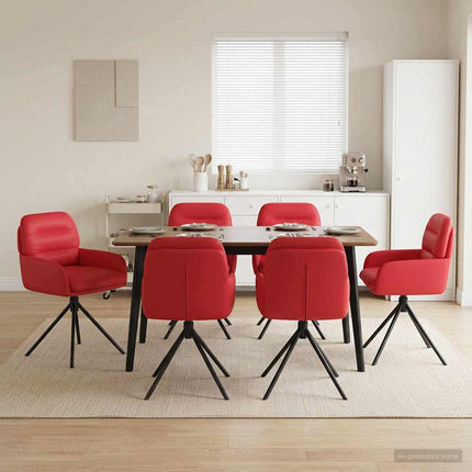 Svängande Matstolar 6 pcs Konstläder Röd 59 x 59,5 x 90 cm