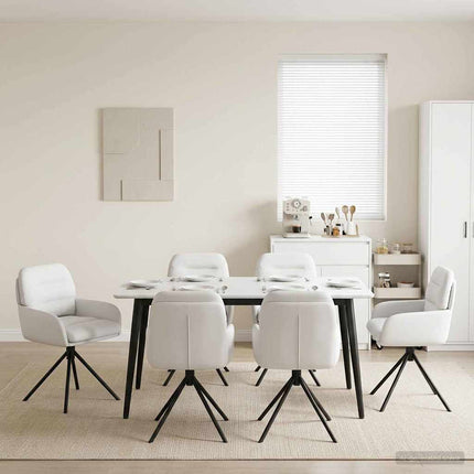 Svängande Matstolar 6 pcs Konstläder Vit 59 x 59,5 x 90 cm