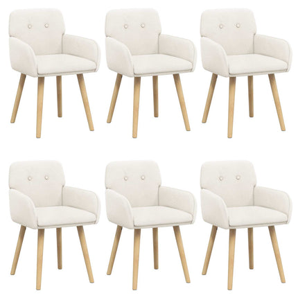 Matstolar 6 st Bouclé Gräddvit 59 x 57 x 85 cm
