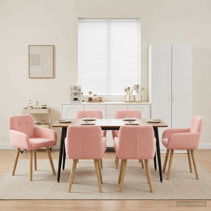 Matstolar 6 st Bouclé Rosa 59 x 57 x 85 cm
