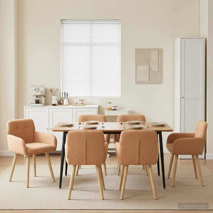 Matstolar 6 st Bouclé Beige 59 x 57 x 85 cm