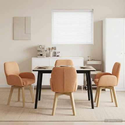 Svängande Matstolar 4 st Bouclé Beige 54 x 58 x 87 cm