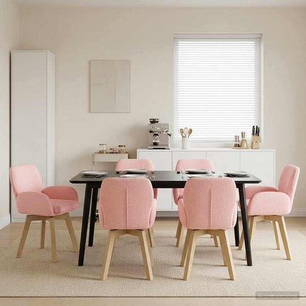 Svängande Matstolar 6 st Bouclé Rosa 54 x 58 x 87 cm