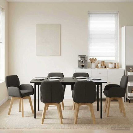 Svängande Matstolar 6 pcs Bouclé Mörkgrå 54 x 58 x 87 cm