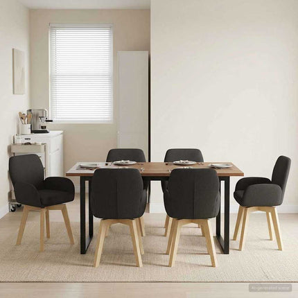 Svängande Matstolar 6 pcs Bouclé Svart 54 x 58 x 87 cm