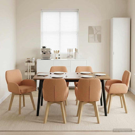 Svängande Matstolar 6 pcs Bouclé Beige 54 x 58 x 87 cm