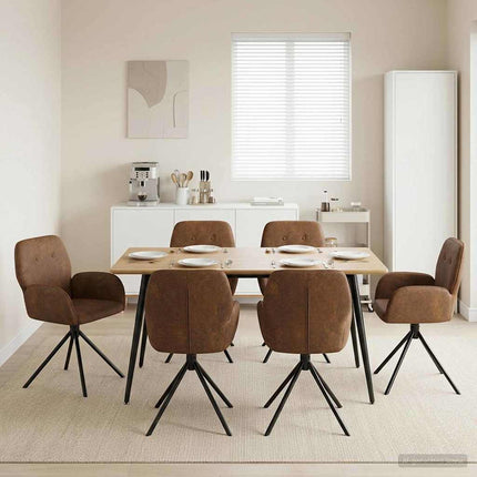 Svängande Matstolar 6 pcs Faux Mockaläder Brun 54 x 55 x 86 cm