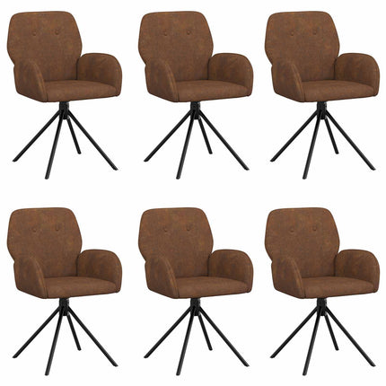 Svängande Matstolar 6 pcs Faux Mockaläder Brun 54 x 55 x 86 cm