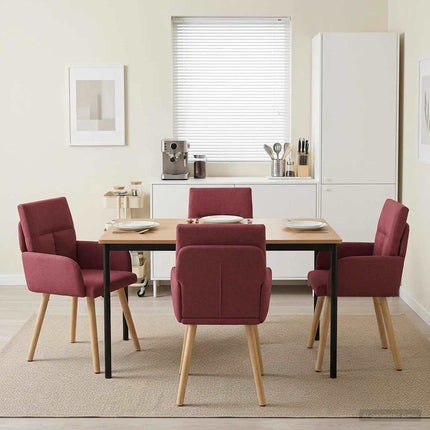 Matstolar 4 pcs Tyg Vinröd 60 x 56 x 96 cm