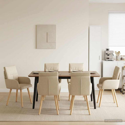 Matstolar 4 pcs Tyg Gräddvit 60 x 56 x 96 cm