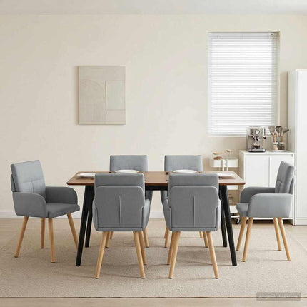 Matstolar 6 st Tyg Ljusgrå 60 x 56 x 96 cm