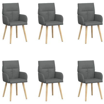 Matstolar 6 pcs Tyg Mörkgrå 60 x 56 x 96 cm