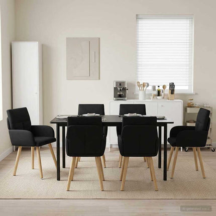 Matstolar 6 st Tyg Svart 60 x 56 x 96 cm