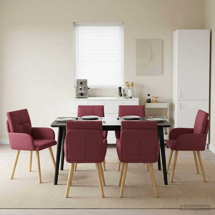 Matstolar 6 st Tyg Vinröd 60 x 56 x 96 cm