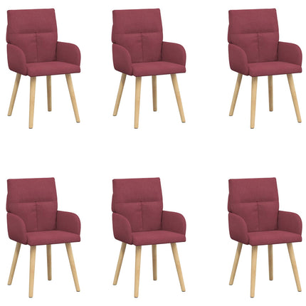 Matstolar 6 pcs Tyg Vinröd 60 x 56 x 96 cm