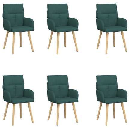 Matstolar 6 pcs Tyg Mörkgrön 60 x 56 x 96 cm