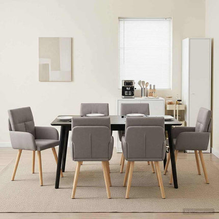 Matstolar 6 st Tyg Taupe 60 x 56 x 96 cm