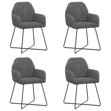 Matstolar 4 pcs Sammet Mörkgrå 55 x 50 x 84 cm