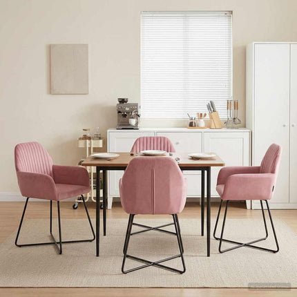 Matstolar 4 st Sammet Rosa 55 x 50 x 84 cm
