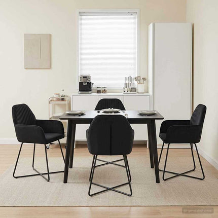 Matstolar 4 st Sammet Svart 55 x 50 x 84 cm