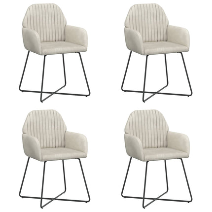 Matstolar 4 pcs Sammet Gräddvit 55 x 50 x 84 cm