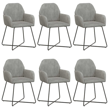 Matstolar 6 pcs Sammet Ljusgrå 55 x 50 x 84 cm
