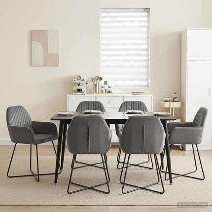 Matstolar 6 st Sammet Mörkgrå 55 x 50 x 84 cm
