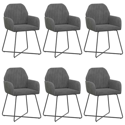 Matstolar 6 pcs Sammet Mörkgrå 55 x 50 x 84 cm