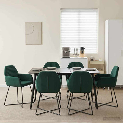 Matstolar 6 st Sammet Mörkgrön 55 x 50 x 84 cm
