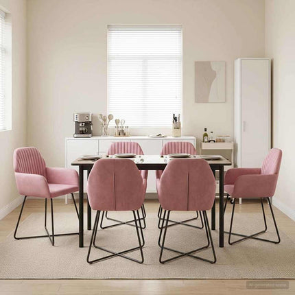 Matstolar 6 st Sammet Rosa 55 x 50 x 84 cm