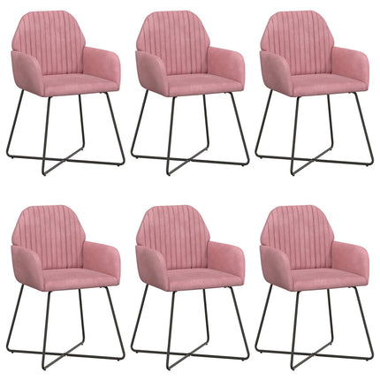 Matstolar 6 st Sammet Rosa 55 x 50 x 84 cm