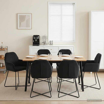 Matstolar 6 st Sammet Svart 55 x 50 x 84 cm