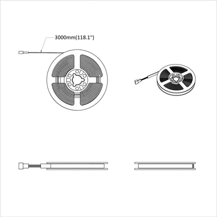 LED Band 12 pcs Svart och Transparent 3000 mm Koppar och plast