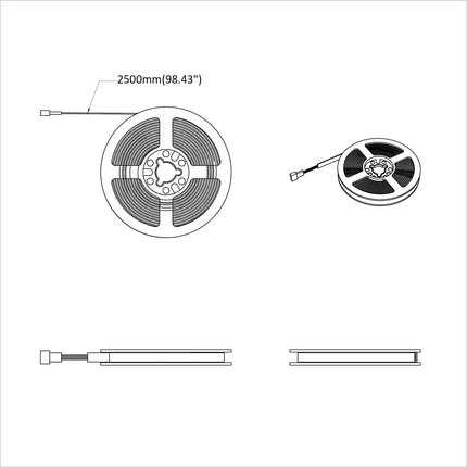 LED Band 12 pcs Svart och Transparent 2500 mm Koppar och plast