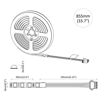 LED Band 12 pcs Svart och Transparent 750 mm Koppar och plast