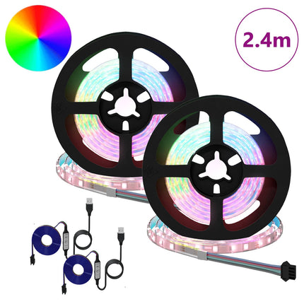 LED Band 2 pcs Svart och Transparent 1200 mm Koppar och plast