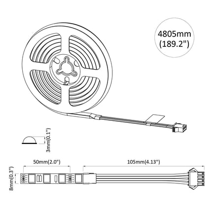LED Band 2 pcs Svart och Transparent 4700 mm Koppar och plast