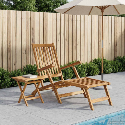 Fällstol med bord Naturlig Massivt teakträ