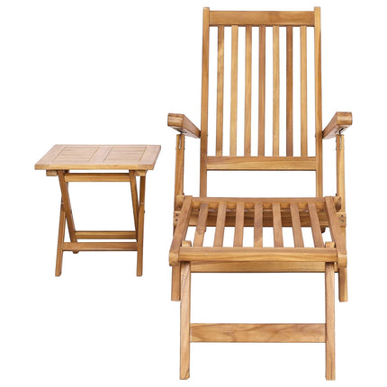 Fällstol med bord Naturlig Massivt teakträ