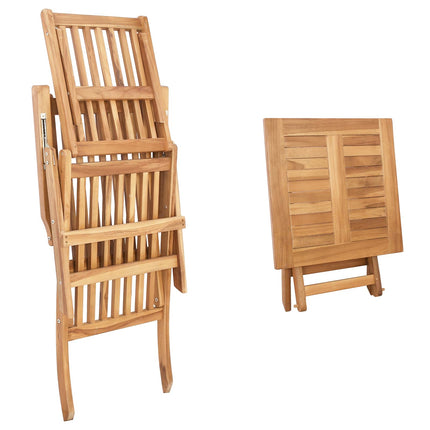 Fällstol med bord Naturlig Massivt teakträ