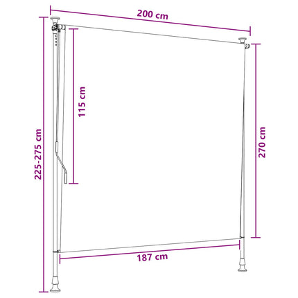 Utomhus rullgardin Svart 200 x 270 cm