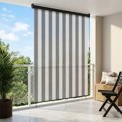 Rullgardin Antracit och vitt 80 x 250 cm Tyg och Aluminium