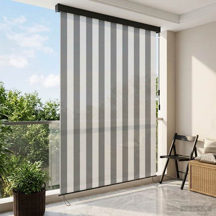 Rullgardin Antracit och vitt 140 x 250 cm Tyg och Aluminium
