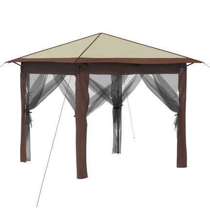 Paviljong med 4 sidoväggar 2,6 x 2,6 m Kräm och brun