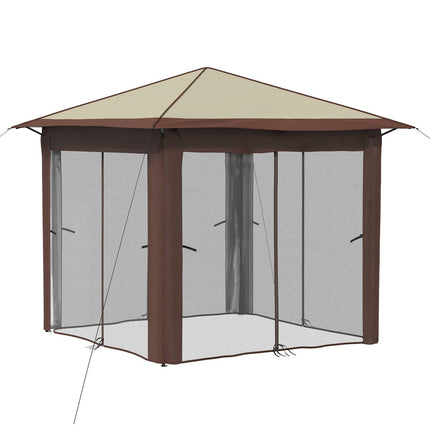Paviljong med 4 sidoväggar 2,6 x 2,6 m Kräm och brun