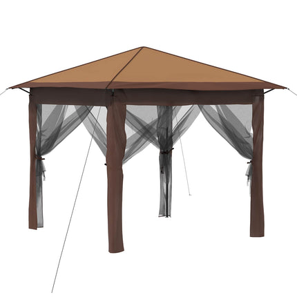 Paviljong med 4 sidoväggar 2,6 x 2,6 m Beige och brun