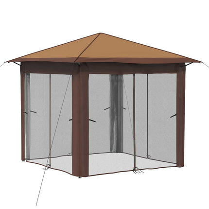 Paviljong med 4 sidoväggar 2,6 x 2,6 m Beige och brun