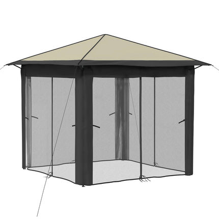 Paviljong med 4 sidoväggar 2,6 x 2,6 m Kräm och antracit