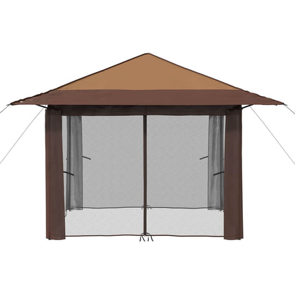Paviljong med 4 sidoväggar 3,3 x 3,3 m Beige och brun