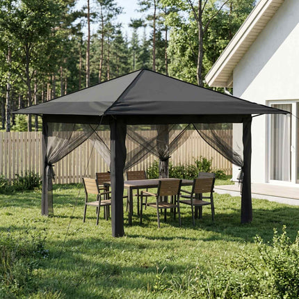 Paviljong med 4 sidoväggar 3,3 x 3,3 m Ljusgrå och antracit